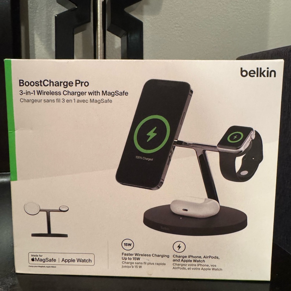 Brand New, Belkin Boost Charge Pro 3-in-1 Wireless Charging Stand with MagSafe.